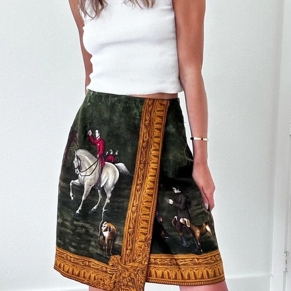 Ralph Lauren Blue Label Equestrian Print Skirt - Picture 2 of 8